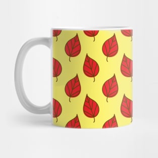 Red Leaf Yellow Pattern Mug